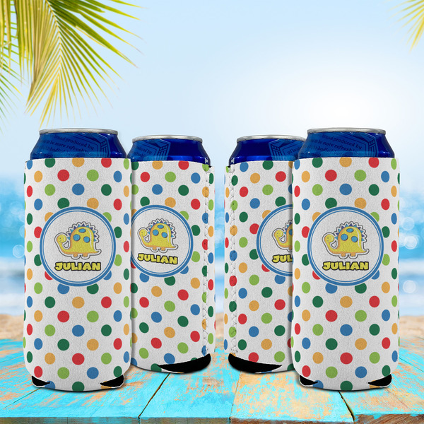 Dots & Dinosaur 16oz Can Sleeve - Set of 4 - LIFESTYLE