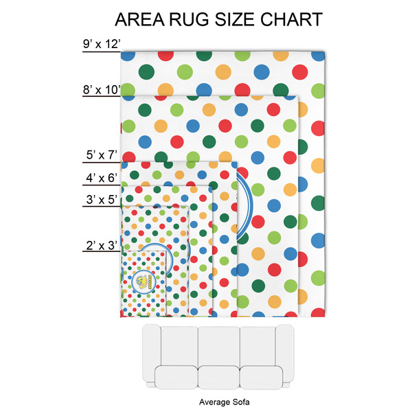 Dots & Dinosaur 2'x3' Indoor Area Rugs - Size Chart
