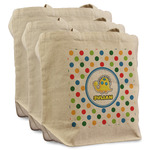 Dots & Dinosaur Reusable Cotton Grocery Bags - Set of 3 (Personalized)