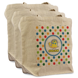 Dots & Dinosaur Reusable Cotton Grocery Bags - Set of 3 (Personalized)