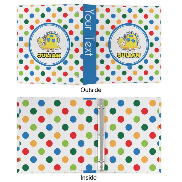 Dots & Dinosaur 3 Ring Binders - Full Wrap - 1" - APPROVAL