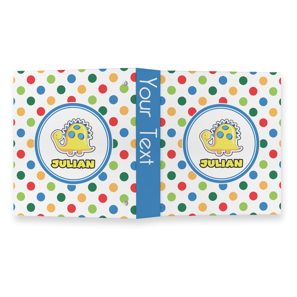 Dots & Dinosaur 3 Ring Binders - Full Wrap - 1" - OPEN OUTSIDE