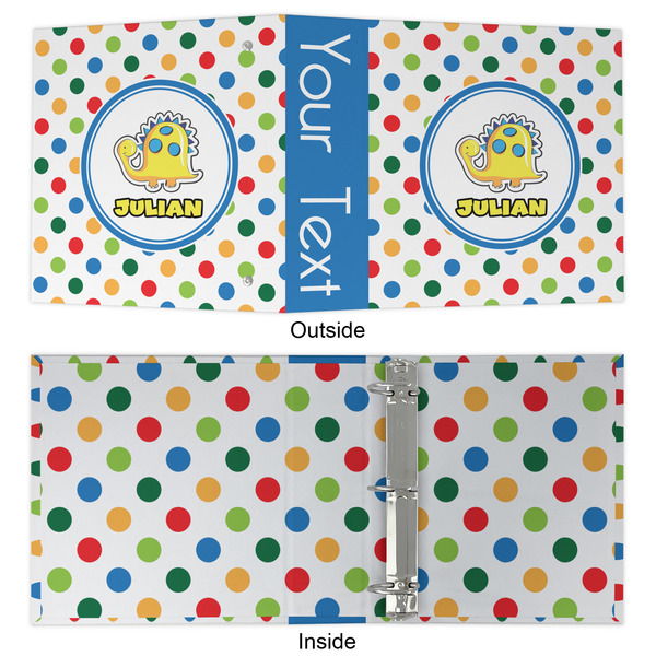 Dots & Dinosaur 3 Ring Binders - Full Wrap - 2" - APPROVAL