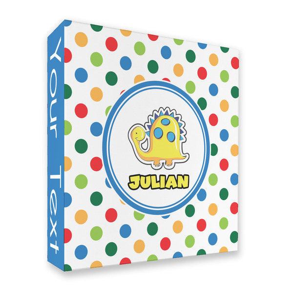 Dots & Dinosaur 3 Ring Binders - Full Wrap - 2" - FRONT