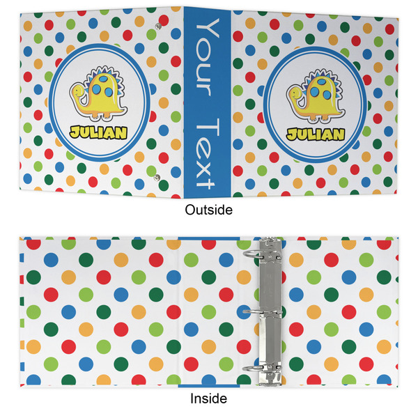 Dots & Dinosaur 3 Ring Binders - Full Wrap - 3" - APPROVAL