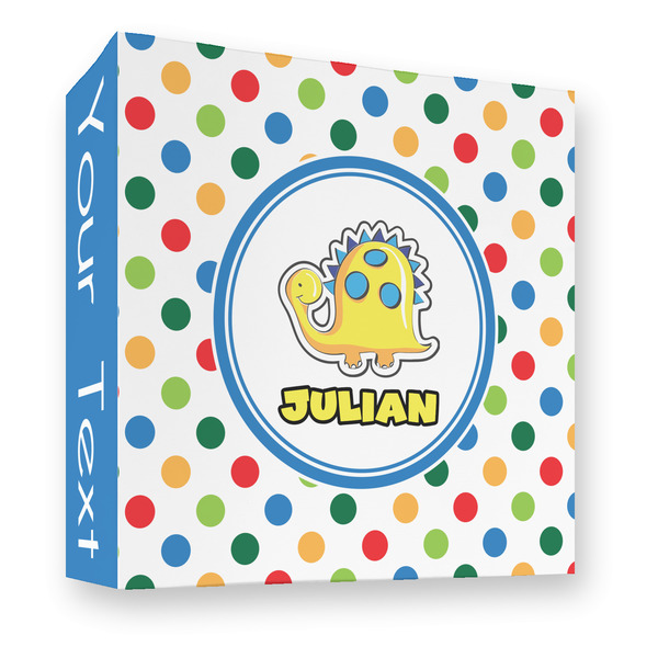 Dots & Dinosaur 3 Ring Binders - Full Wrap - 3" - FRONT