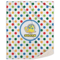 Dots & Dinosaur Sherpa Throw Blanket (Personalized)