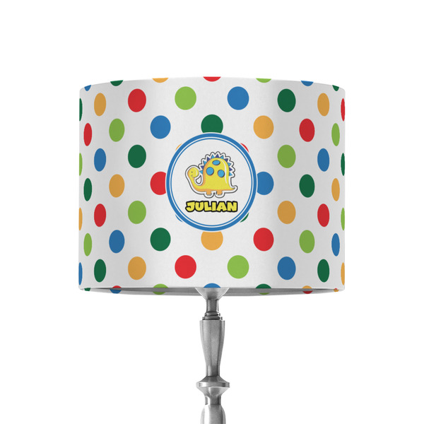 Custom Dots & Dinosaur 8" Drum Lamp Shade - Fabric (Personalized)