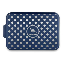 Dots & Dinosaur Aluminum Baking Pan with Navy Lid (Personalized)