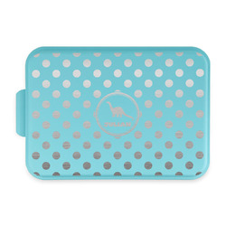 Dots & Dinosaur Aluminum Baking Pan with Teal Lid (Personalized)
