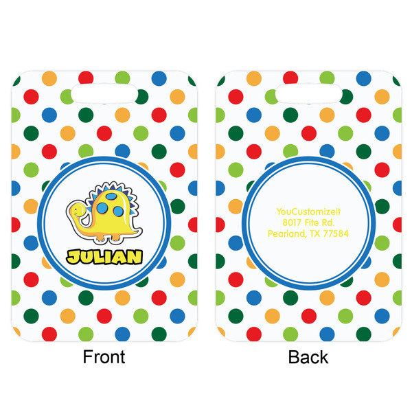 Dots & Dinosaur Aluminum Luggage Tag (Front + Back)