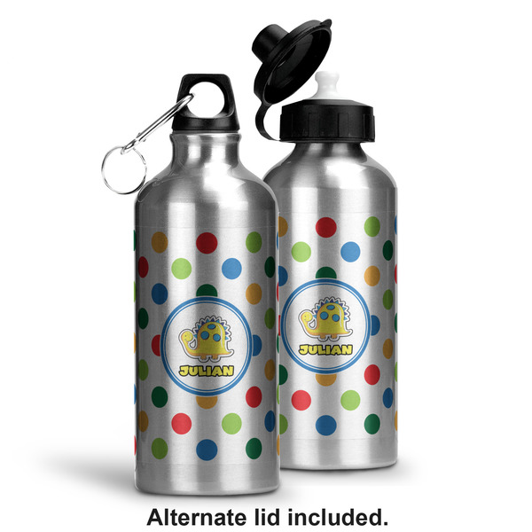 Dots & Dinosaur Aluminum Water Bottle - Alternate lid options