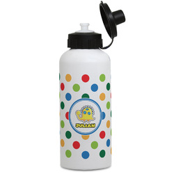 Dots & Dinosaur Water Bottles - Aluminum - 20 oz - White (Personalized)