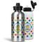 Dots & Dinosaur Aluminum Water Bottles - MAIN (white &silver)