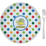 Dots & Dinosaur 8" Glass Appetizer / Dessert Plates - Single or Set (Personalized)