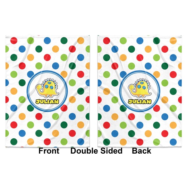 Dots & Dinosaur Baby Blanket (Double Sided - Printed Front and Back)