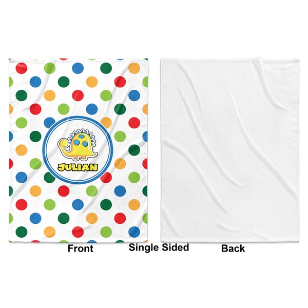 Dots & Dinosaur Baby Blanket (Single Side - Printed Front, White Back)