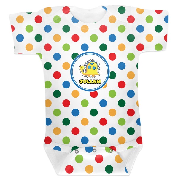 Custom Dots & Dinosaur Baby Bodysuit 12-18 (Personalized)