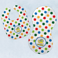 Dots & Dinosaur Baby Bib & Burp Set w/ Name or Text