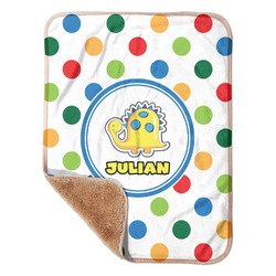 Dots & Dinosaur Sherpa Baby Blanket - 30" x 40" w/ Name or Text