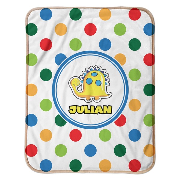 Dots & Dinosaur Baby Sherpa Blanket - Flat