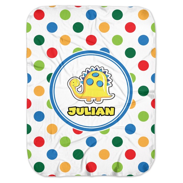 Custom Dots & Dinosaur Baby Swaddling Blanket (Personalized)