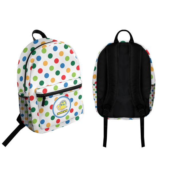 Dots & Dinosaur Backpack front and back - Apvl