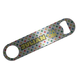 Dots & Dinosaur Bar Bottle Opener - Silver w/ Name or Text