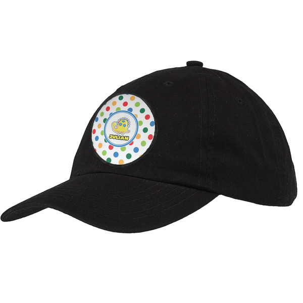 Custom Dots & Dinosaur Baseball Cap - Black (Personalized)