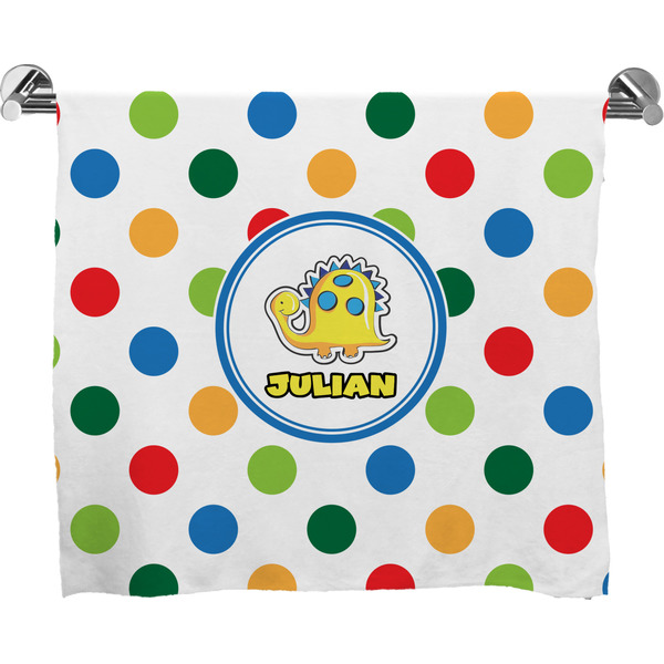 Custom Dots & Dinosaur Bath Towel (Personalized)