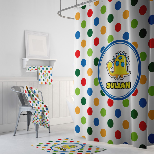 Dots & Dinosaur Bath Towel Sets - 3-piece - In Context