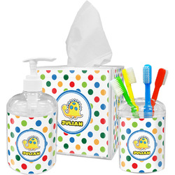 Dots & Dinosaur Acrylic Bathroom Accessories Set w/ Name or Text