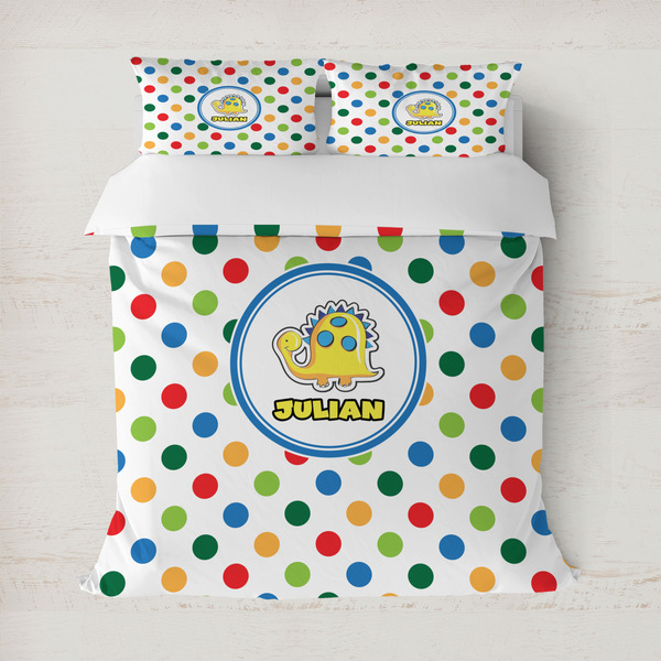 Custom Dots & Dinosaur Duvet Cover (Personalized)
