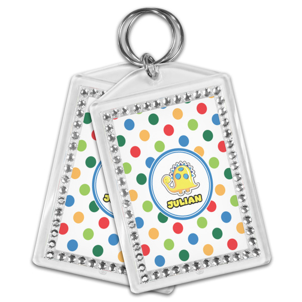 Dots & Dinosaur Bling Keychain - MAIN