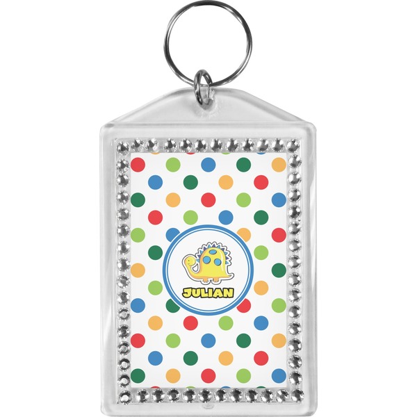 Custom Dots & Dinosaur Bling Keychain (Personalized)