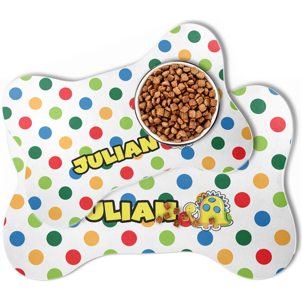 Dots & Dinosaur Bone Shaped Dog Mats - MAIN
