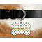 Dots & Dinosaur Bone Shaped Dog Tag on Collar & Dog