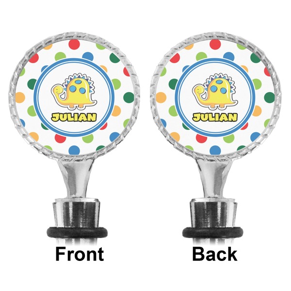 Dots & Dinosaur Bottle Stopper - Front and Back