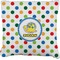 Dots & Dinosaur Faux-Linen Throw Pillow 18" (Personalized)
