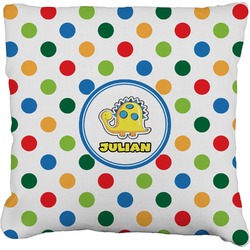 Dots & Dinosaur Faux-Linen Throw Pillow 20" (Personalized)