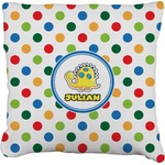 Dots & Dinosaur Faux-Linen Throw Pillow 26" (Personalized)