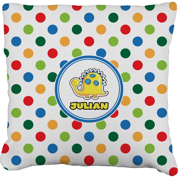 Custom Dots & Dinosaur Faux-Linen Throw Pillow 26" (Personalized)