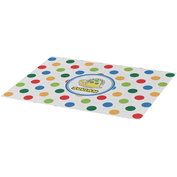 Dots & Dinosaur Burlap Placemat (Angle View)