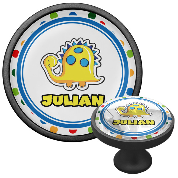 Dots & Dinosaur Cabinet Knob - Black - Multi Angle