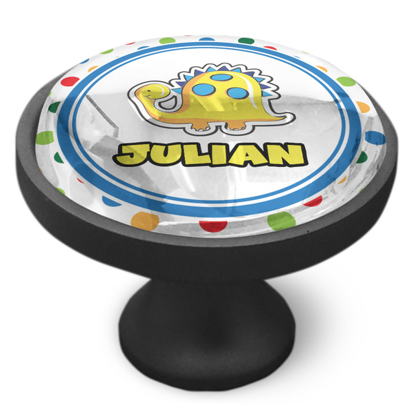 Dots & Dinosaur Cabinet Knob - Black - Side