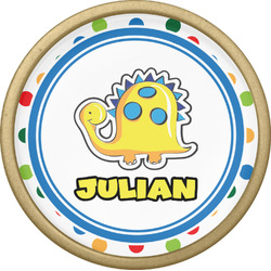 Dots & Dinosaur Cabinet Knob - Gold (Personalized)