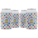 Dots & Dinosaur Can Cooler (12 oz) - Set of 4 w/ Name or Text