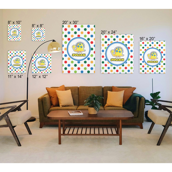 Dots & Dinosaur Canvas Prints - Multiple Sizes