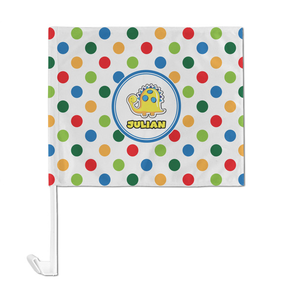 Dots & Dinosaur Car Flag - Large - FRONT