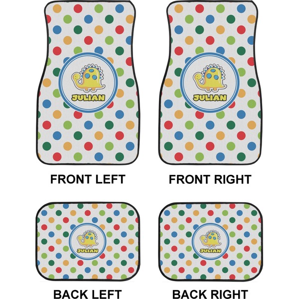 Dots & Dinosaur Car Floor Mats Set (2F + 2B)